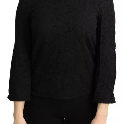 Black Lace Long Sleeves Blouse STAFF Top