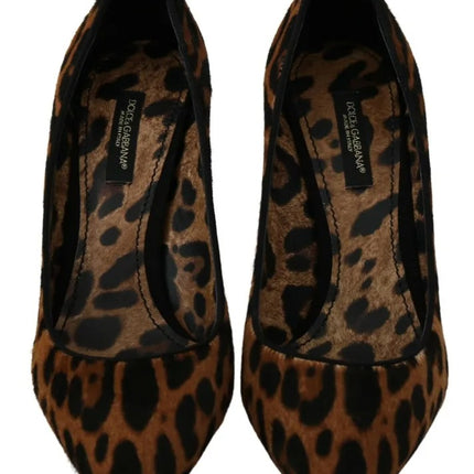 Brown Leopard Pony Hair Heels Pumps Chaussures