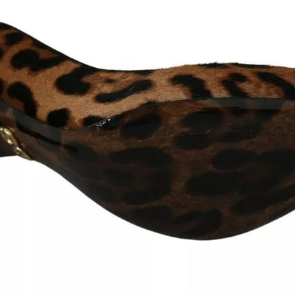 Brown Leopard Pony Hair Heels Pumps Chaussures