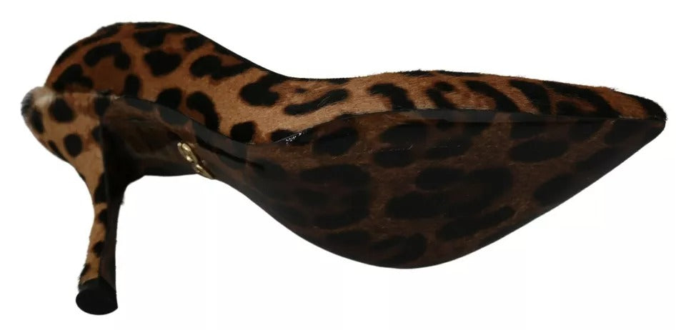 Pombas de cabello de pony de leopardo marrón zapatos de bombas