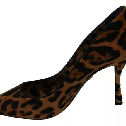 Brown Leopard Pony Hair Heels Pumps Chaussures