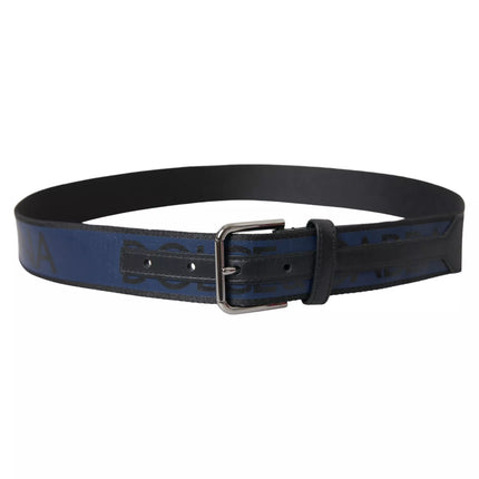 Black Blue Logo Silver Metal Buckle Belt