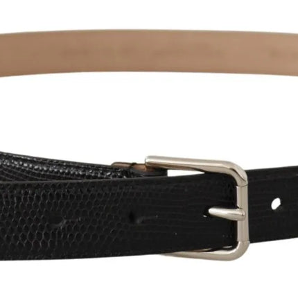 Black Classic Leather Silver Metal Buckle Belt