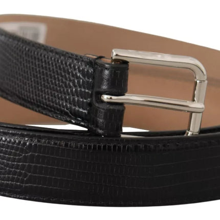 Black Classic Leather Silver Metal Buckle Belt