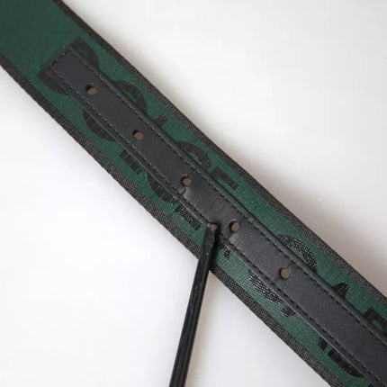 Black Green Logo Silver Metal Buckle Belt