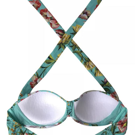 Top bikini da spiaggia floreale verde menta