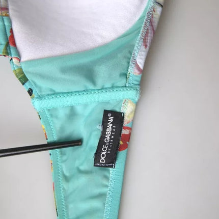 Top bikini da spiaggia floreale verde menta