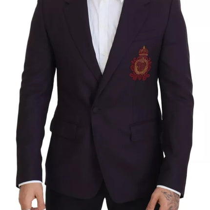 Purple Logo Single Breasted Wool Blazer