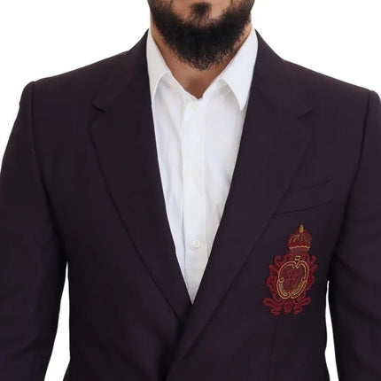 Purple Logo Single Breasted Wool Blazer