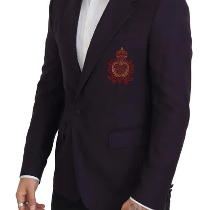 Purple Logo Single Breasted Wool Blazer