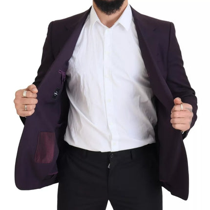 Purple Logo Single Breasted Wool Blazer