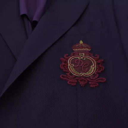 Purple Logo Single Breasted Wool Blazer