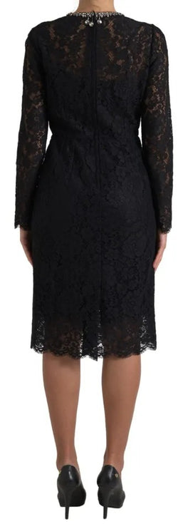 Robe de gaine embelli en nylon noire en nylon