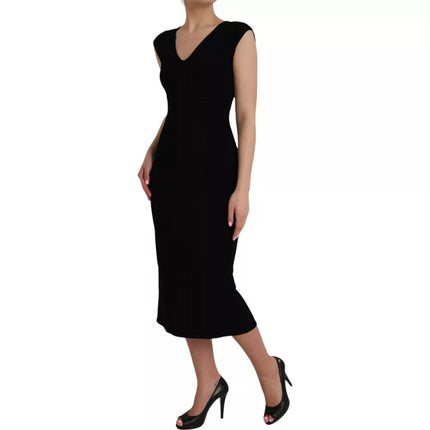 Viscose noir sans manches robe midi