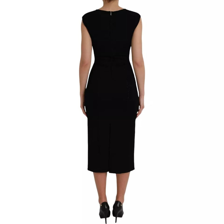 Viscose noir sans manches robe midi