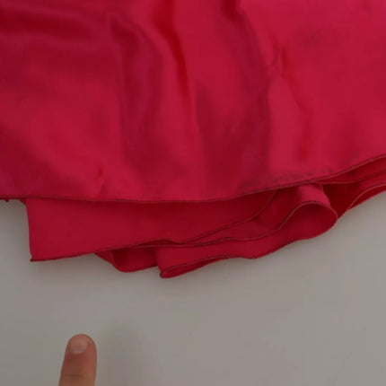 Fuchsia paste een schouder MIDI -jurk