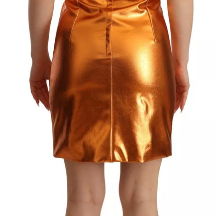 Metallic oranje mouwloze schede jurk