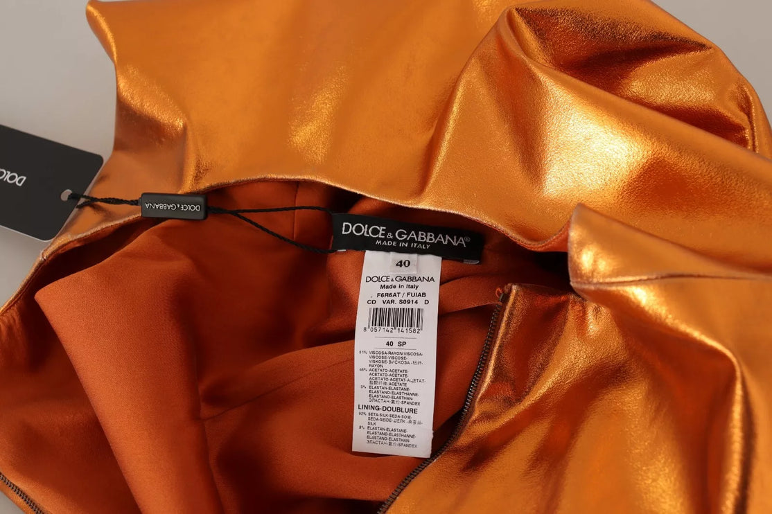 Robe de gaine sans manches orange métallique