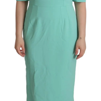 Mint Green Sheath Square Neckline Midi Dress