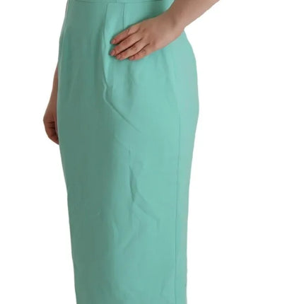 Mint Green Sheath Square Neckline Midi Dress