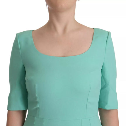 Mint Green Sheath Square Neckline Midi Dress