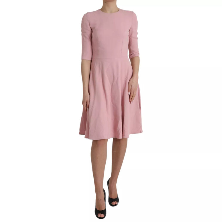 Robe à manches courtes visqueuses à fusée A-Line Viscose rose