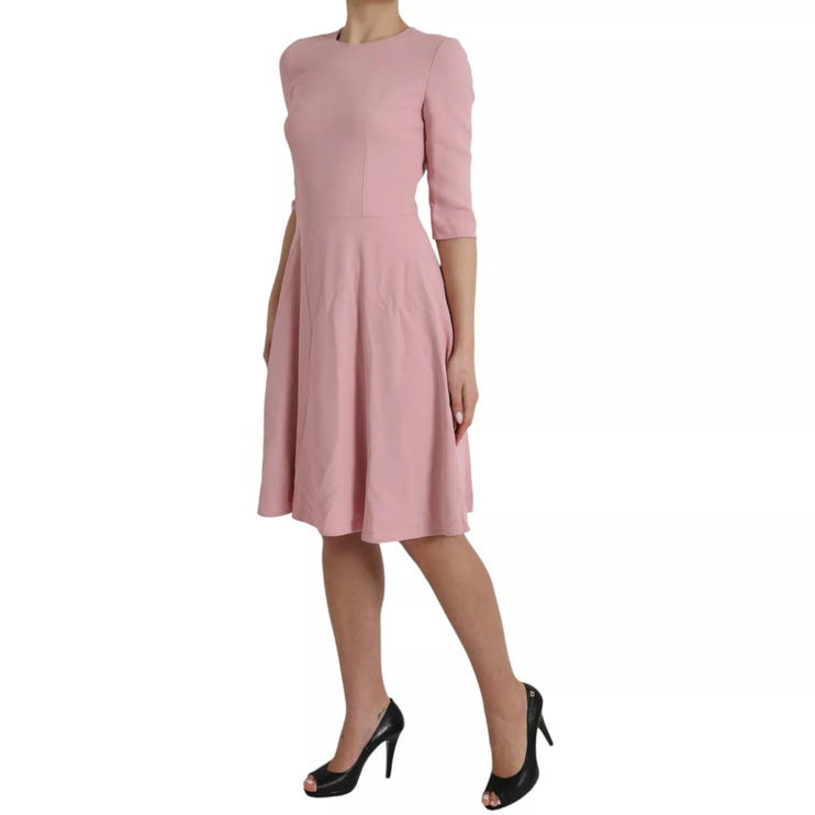 Robe à manches courtes visqueuses à fusée A-Line Viscose rose