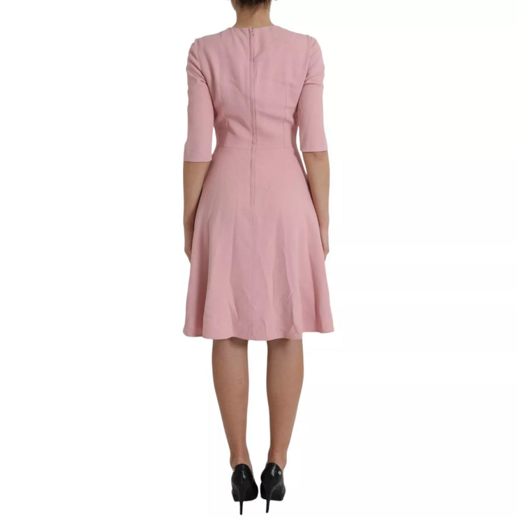 Robe à manches courtes visqueuses à fusée A-Line Viscose rose