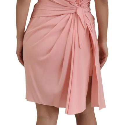 Pink Silk Stretch Strapless Sheath Dress