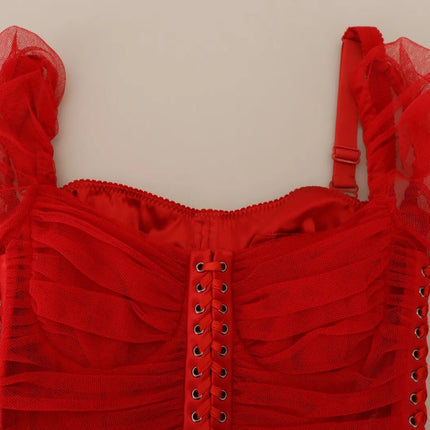 Robe midi de gaine de bodycon en mailles rouges