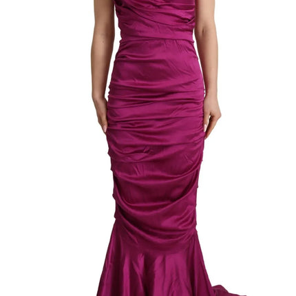 Gaine sirène robe de robe extensible en soie fuchsia