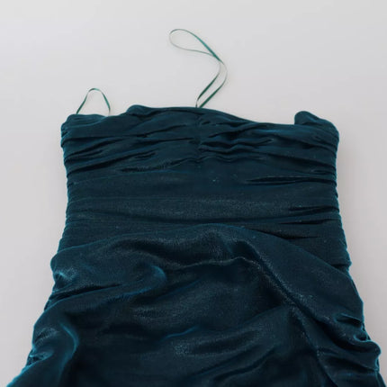 Silk Blend Blue Satin gemonteerde strapless jurk