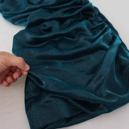 Silk Blend Blue Satin gemonteerde strapless jurk