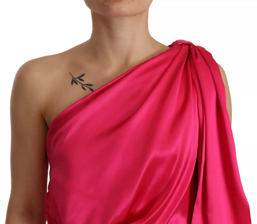 Silk rose ajusté Coupte une robe midi épaule