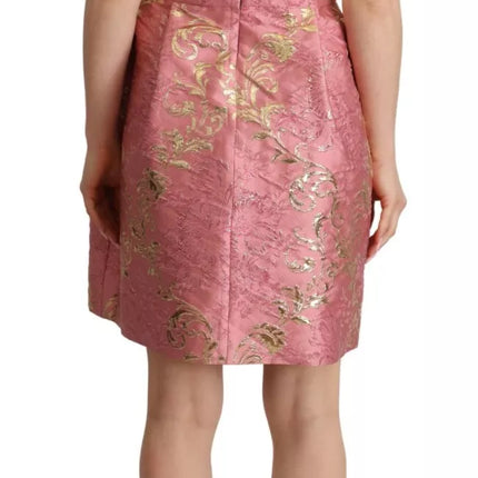 Sundress Pink Floral Jacquard mouwloze mini -jurk