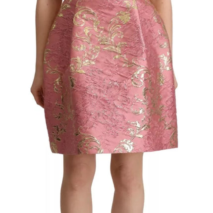 Sundress Pink Floral Jacquard mouwloze mini -jurk