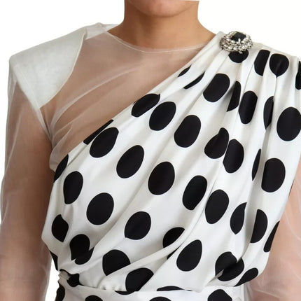 Potas blanches Dots Crystal une robe d'épaule