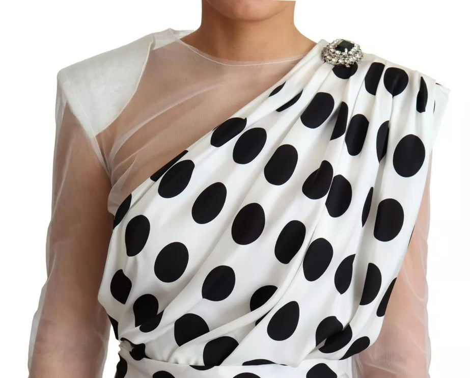 Potas blanches Dots Crystal une robe d'épaule