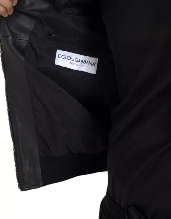 Chaqueta de ciclista de cuero negro de cuero negro