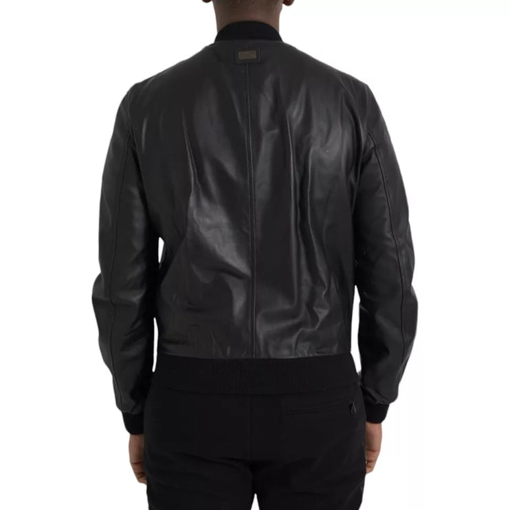 Chaqueta de ciclista de cuero negro de cuero negro