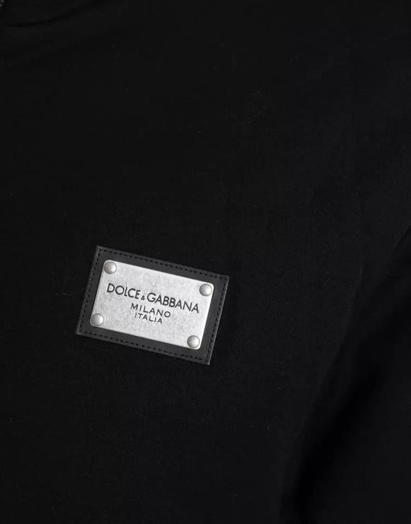 Chaqueta de bombardero de logotipo con capucha de algodón negro