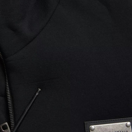 Chaqueta de bombardero de logotipo con capucha de algodón negro