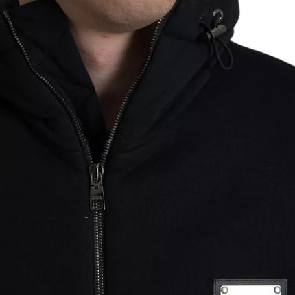 Chaqueta de bombardero de logotipo con capucha de algodón negro