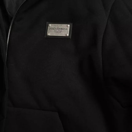 Chaqueta de bombardero de logotipo con capucha de algodón negro