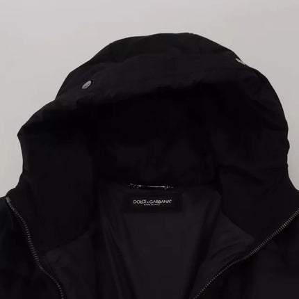 Abrigo de parka con capucha de nylon negro chaqueta de invierno