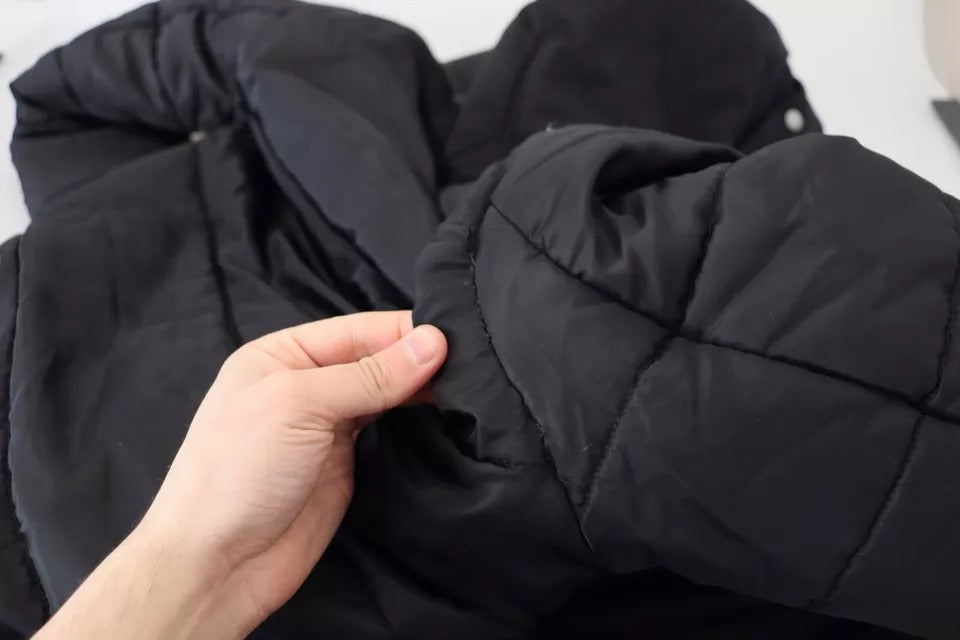 Abrigo de parka con capucha de nylon negro chaqueta de invierno