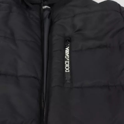 Abrigo de parka con capucha de nylon negro chaqueta de invierno