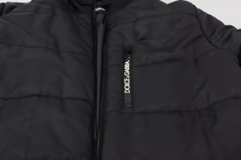 Abrigo de parka con capucha de nylon negro chaqueta de invierno