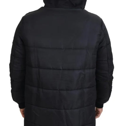 Abrigo de parka con capucha de nylon negro chaqueta de invierno