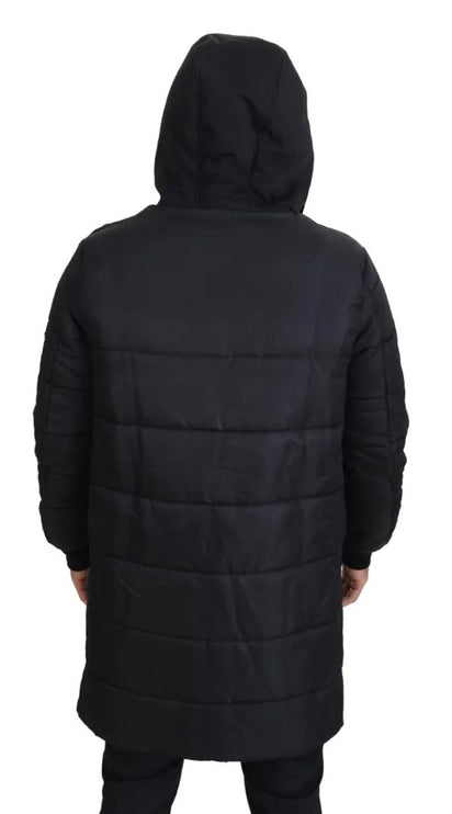 Abrigo de parka con capucha de nylon negro chaqueta de invierno